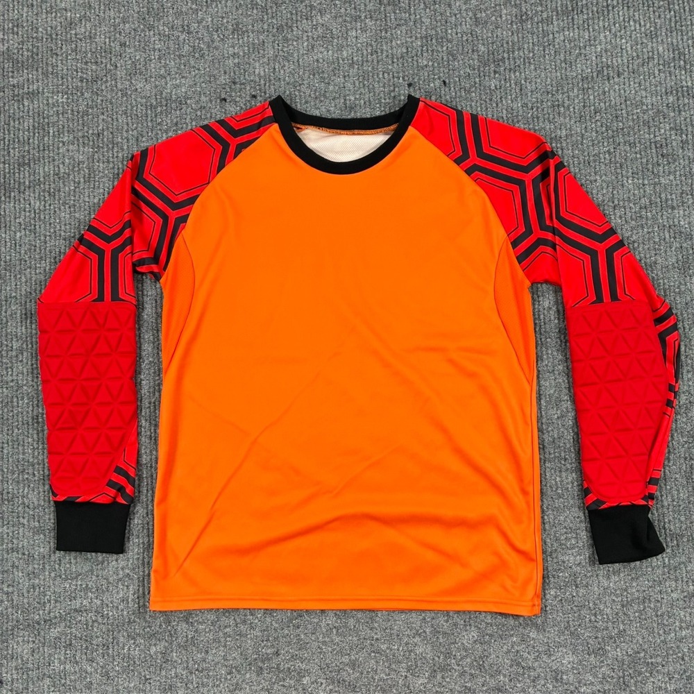 Brava Soccer Goalkeeper Jersey Mens M Orange Red Padded Elbow Long Sleeve